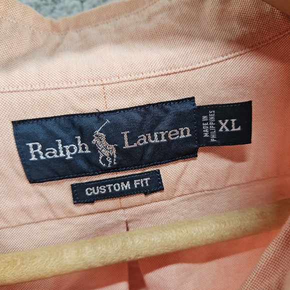 Vintage Ralph Lauren Shirt Mens XL Peach Long Sleeve Button Down Custom Fit - Picture 5 of 8